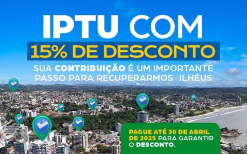 IPTU 2025: Contribuintes têm 15% de desconto em cota única até o dia 30 de abril