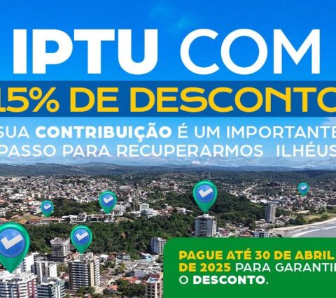 IPTU 2025: Contribuintes têm 15% de desconto em cota única até o dia 30 de abril