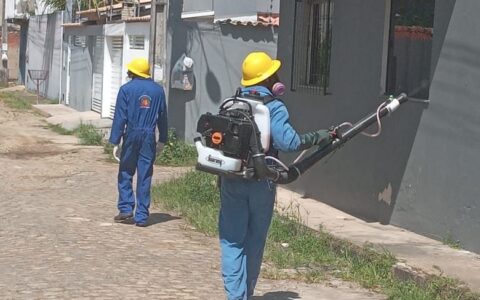 Agentes de Combate às endemias realizam bloqueio contra dengue no bairro Ilhéus II