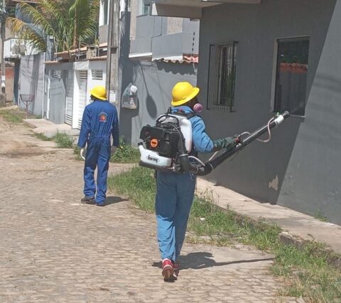 Agentes de Combate às endemias realizam bloqueio contra dengue no bairro Ilhéus II