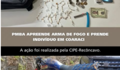 Itabuna: CIPE-Recôncavo e 15º BPM prendem suspeito com submetralhadora e drogas em Coaraci
