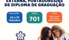 Processo seletivo da UFSB oferece 701 vagas para reingresso, transferência externa e portadores de diploma