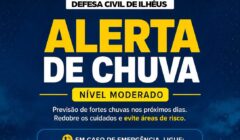 Ilhéus emite alerta para fortes chuvas nos próximos três dias