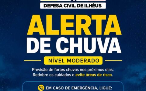 Ilhéus emite alerta para fortes chuvas nos próximos três dias